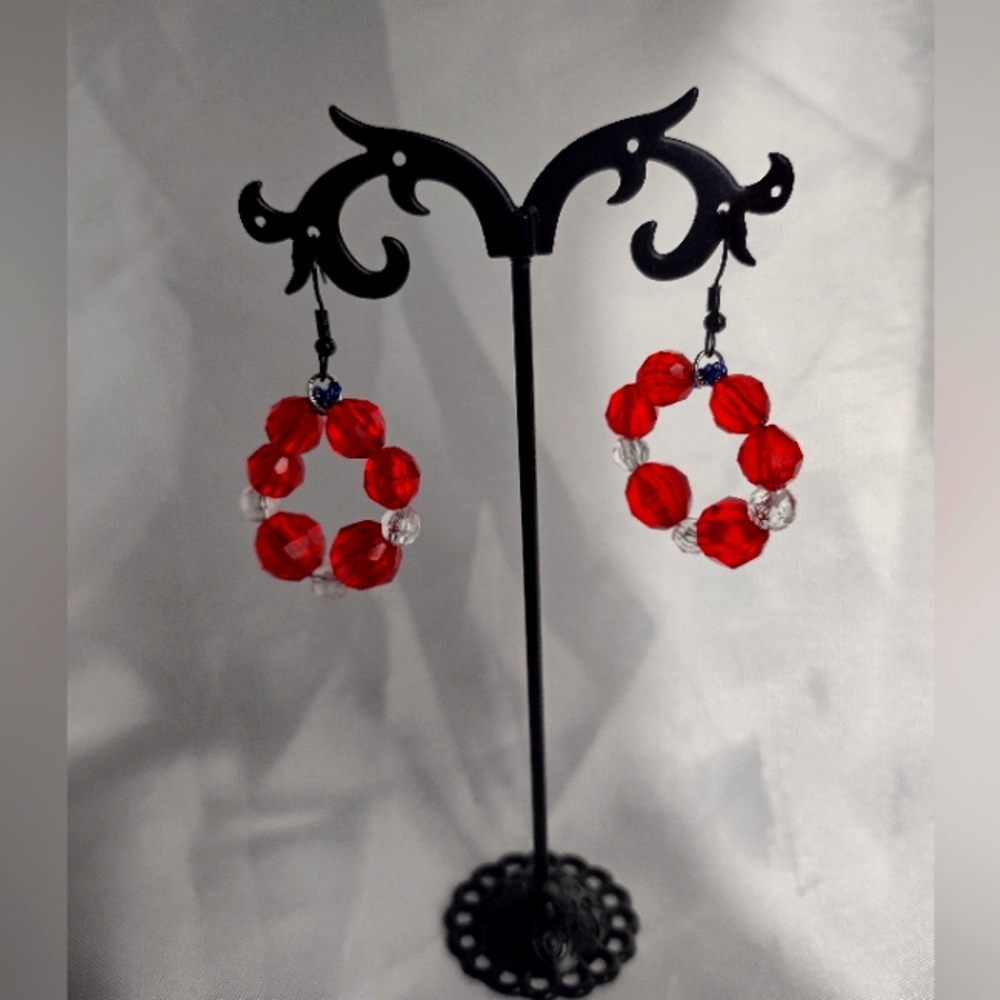Elegant Red Beaded Earrings